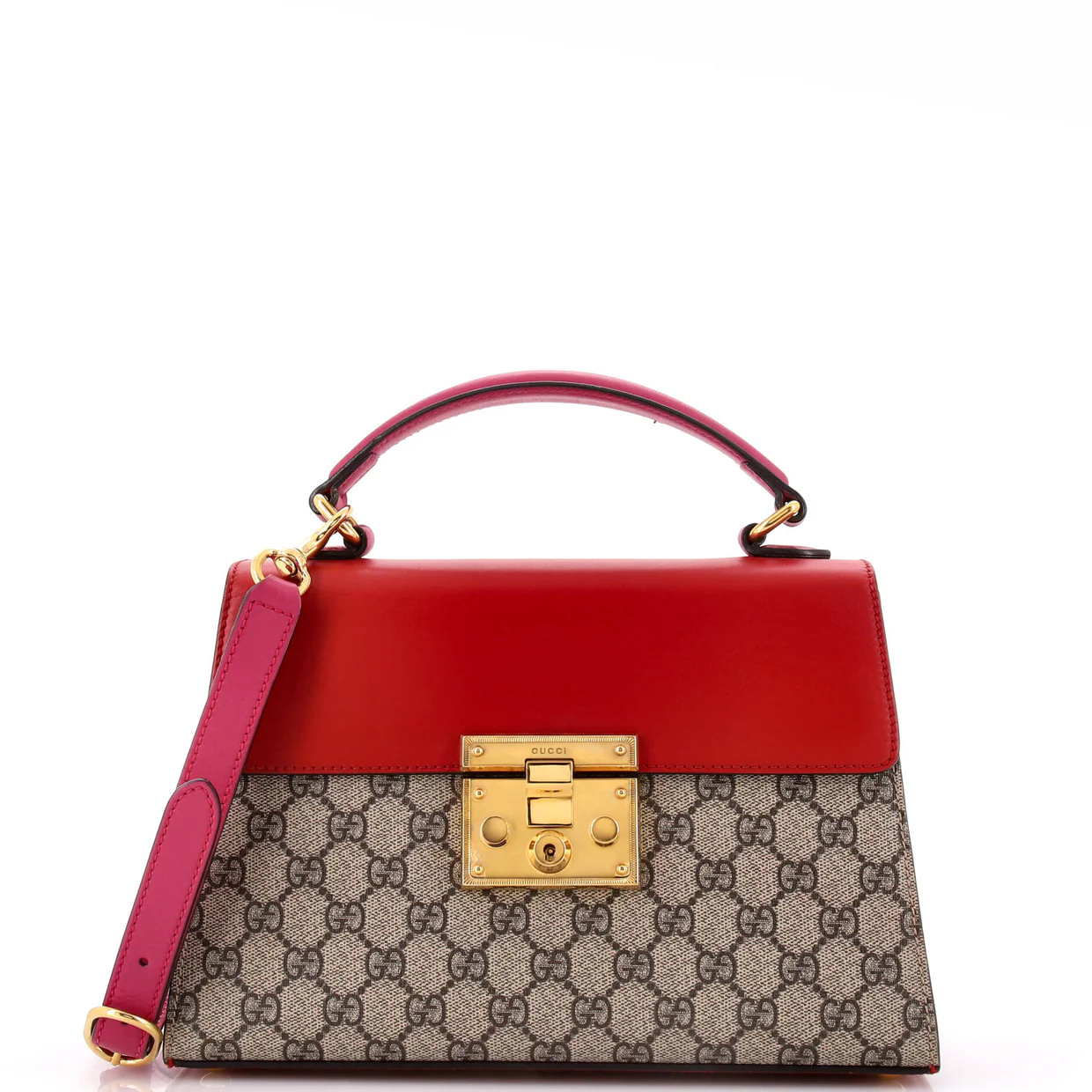 Padlock Top Handle Bag GG Coated Canvas and Leather Small - Deep Luxury