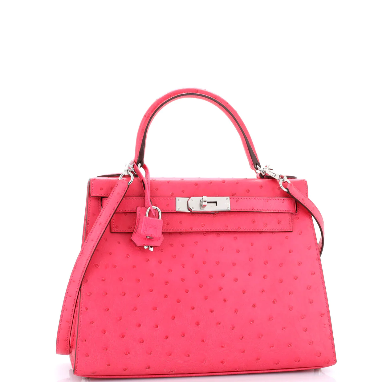 Kelly Handbag Rose Tyrien Ostrich with Palladium Hardware 28 - Deep Luxury