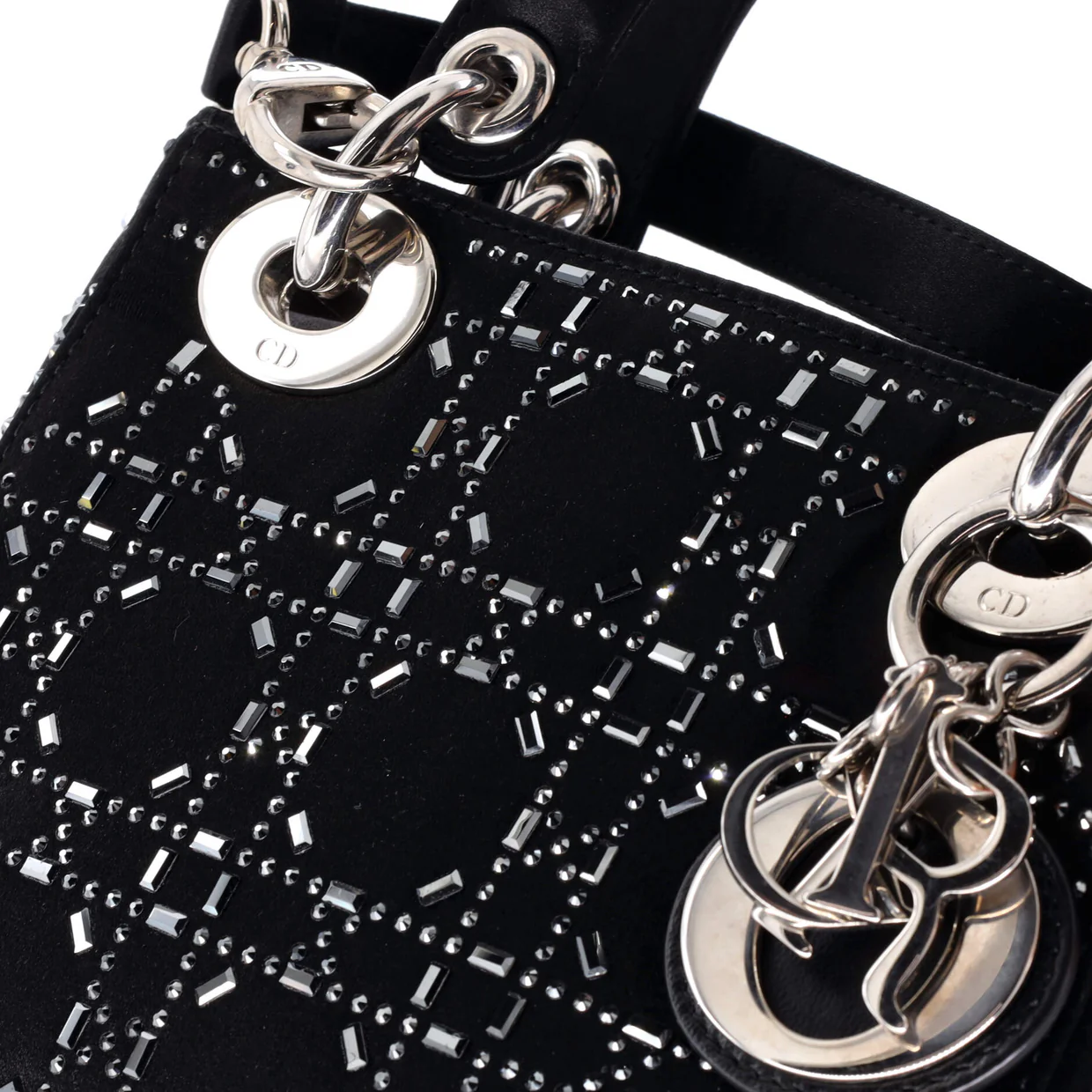 Lady Dior Bag Crystal Embellished Cannage Quilt Satin Mini - Deep Luxury