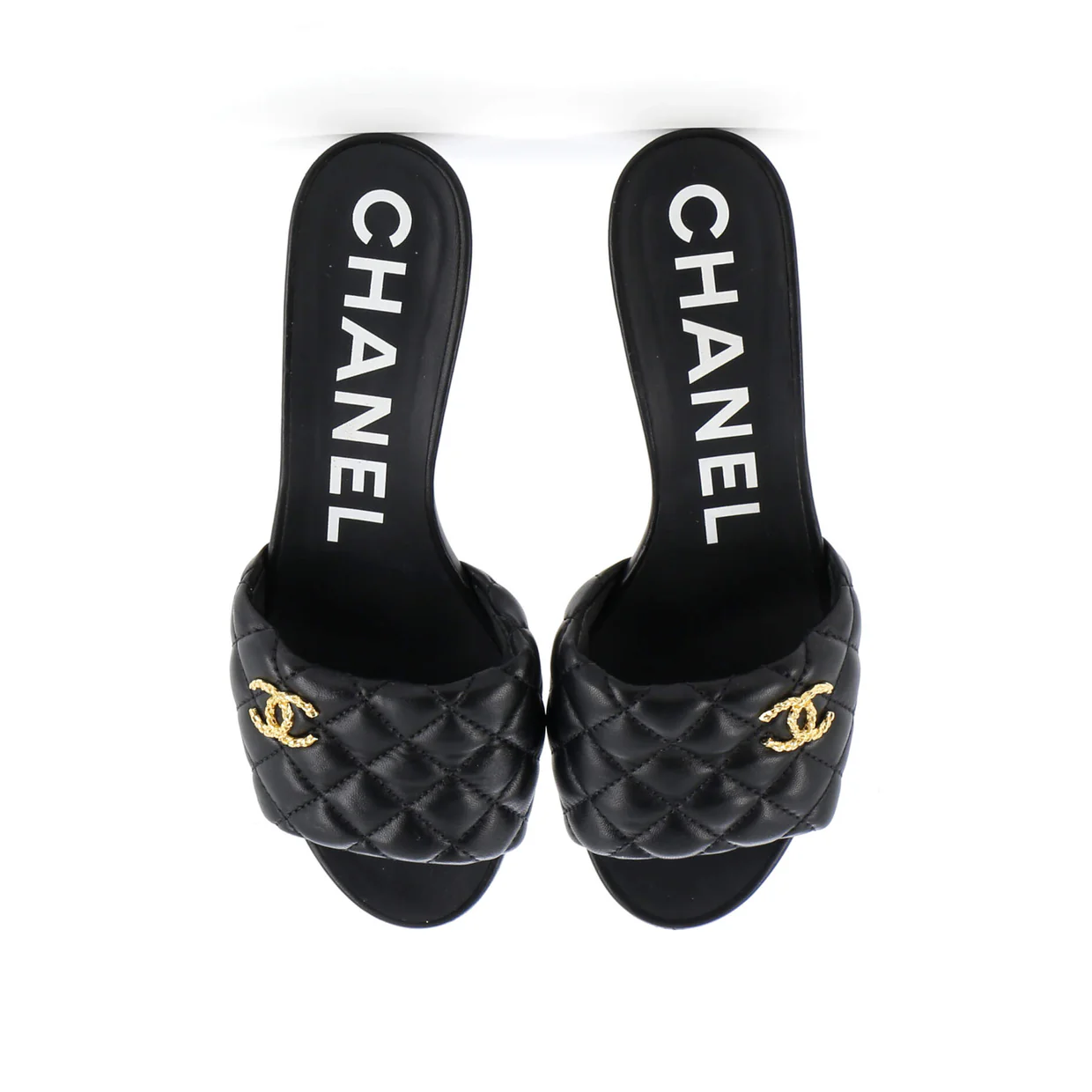 Women's CC Heeled Mule Sandals Quilted Leather - Deep Luxury