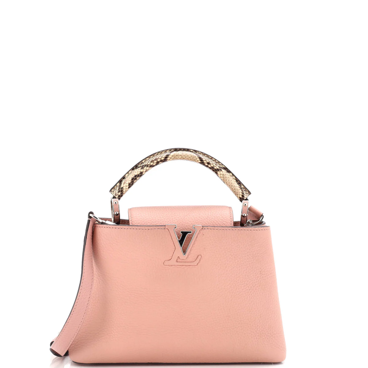 Capucines Bag Leather with Snakeskin BB - Deep Luxury