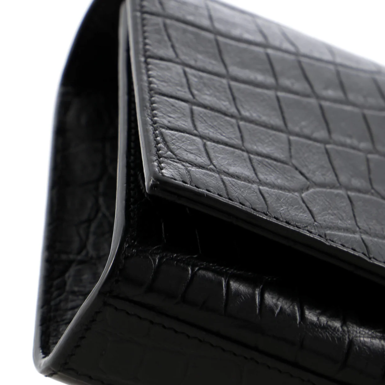 Classic Monogram Tassel Crossbody Bag Crocodile Embossed Leather Small - Deep Luxury