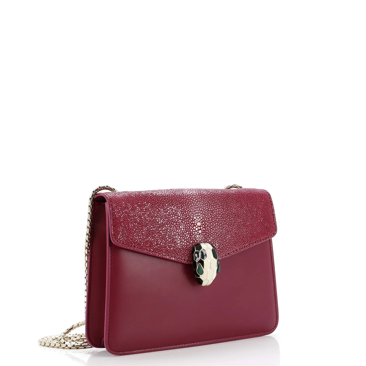 Serpenti Forever Square Shoulder Bag Leather and Stingray Small - Deep Luxury