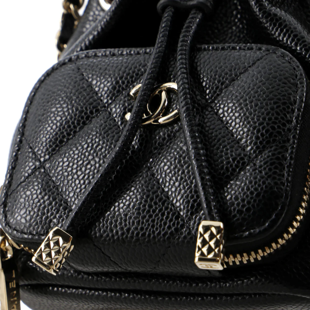 Business Affinity Drawstring Bucket Bag Quilted Caviar Mini - Deep Luxury