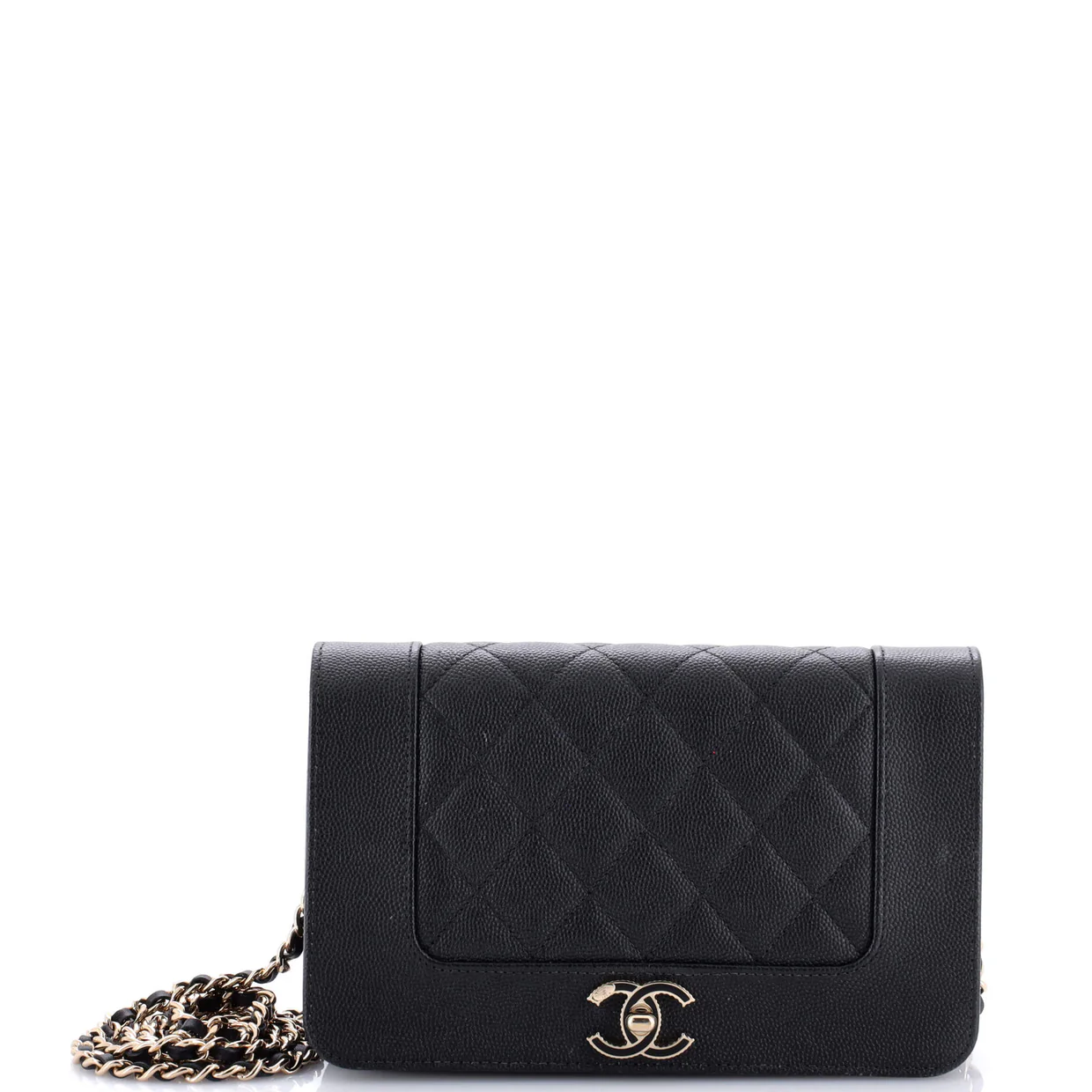 Mademoiselle Vintage Wallet on Chain Quilted Caviar - Deep Luxury