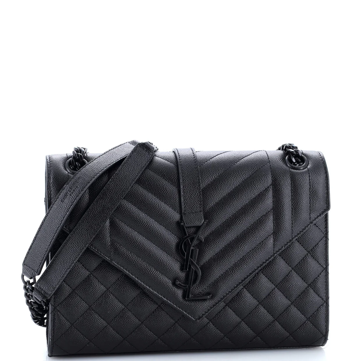 Classic Monogram Envelope Satchel Mixed Matelasse Leather Medium - Deep Luxury