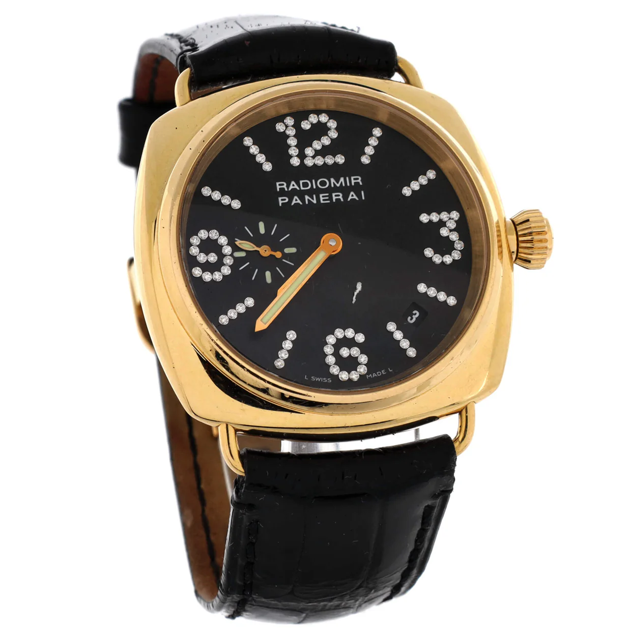 Radiomir Automatic Watch Yellow Gold and Alligator with Diamond Markers 40 - Deep Luxury