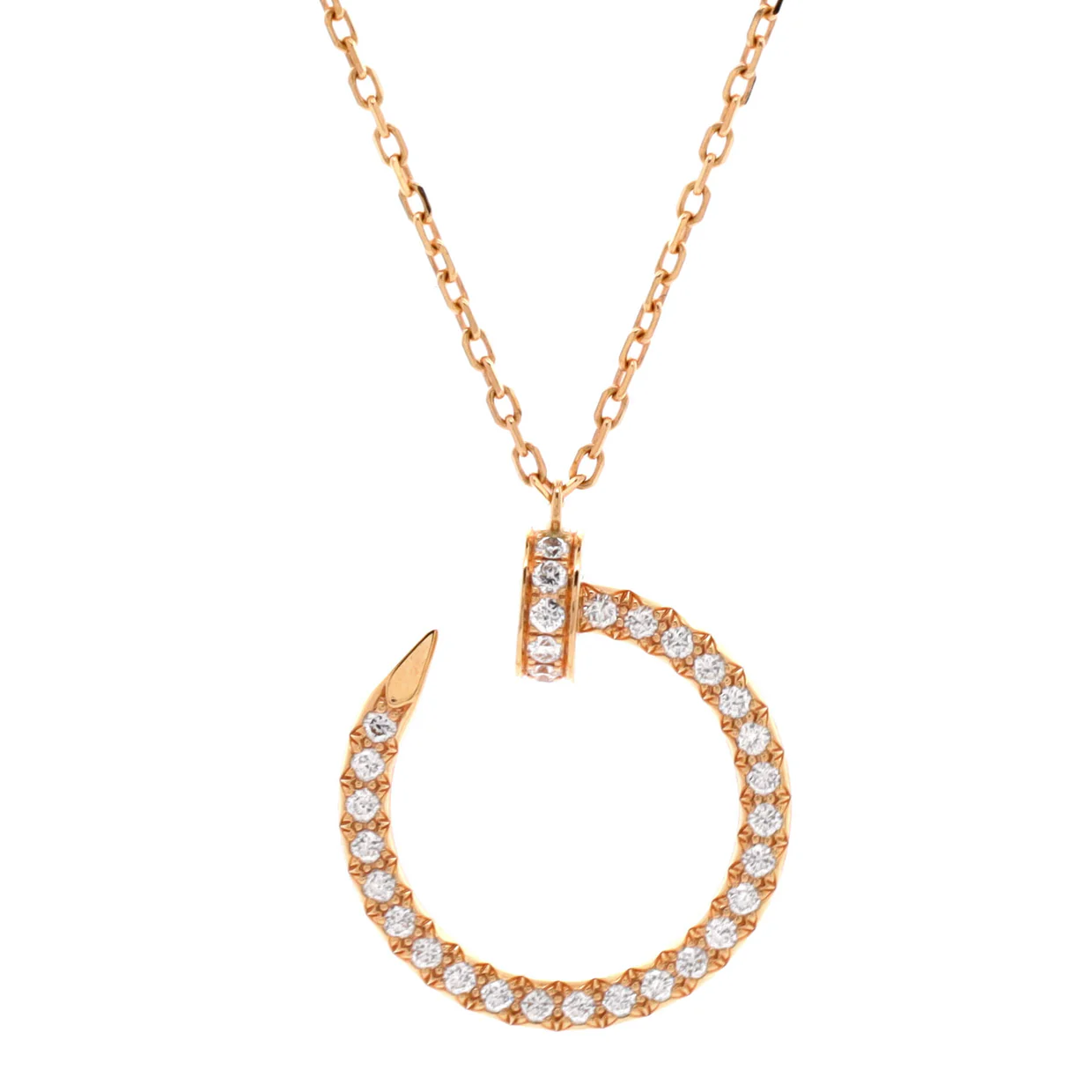 Juste un Clou Pendant Necklace 18K Rose Gold and Pave Diamonds - Deep Luxury