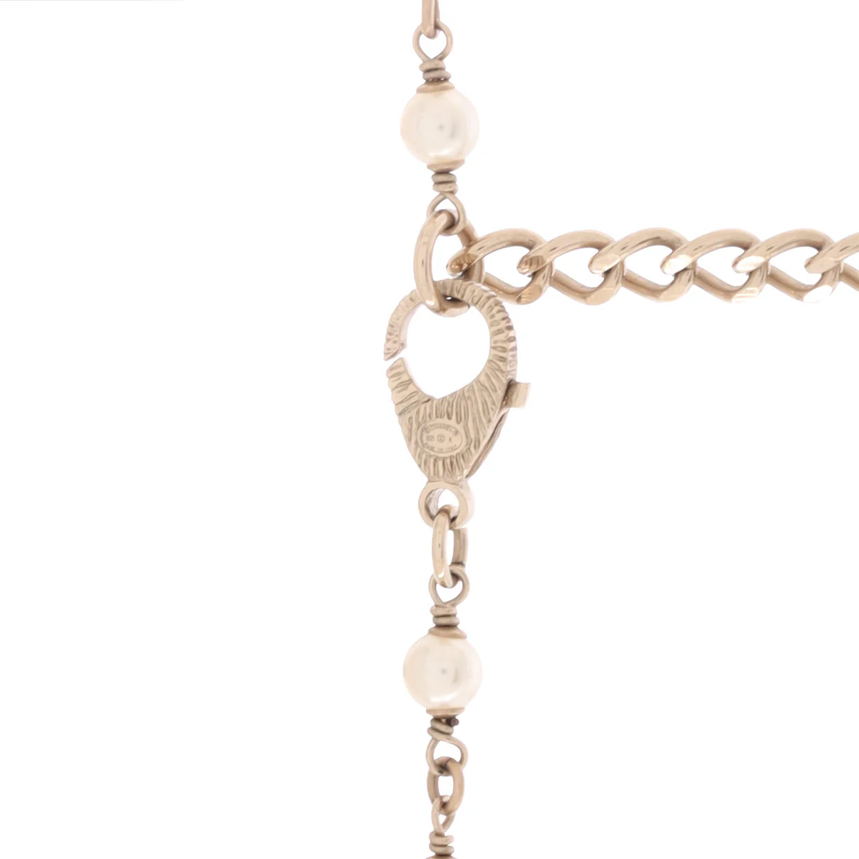CC Station Long Necklace Metal with Faux Pearls and Crystals - Deep Luxury