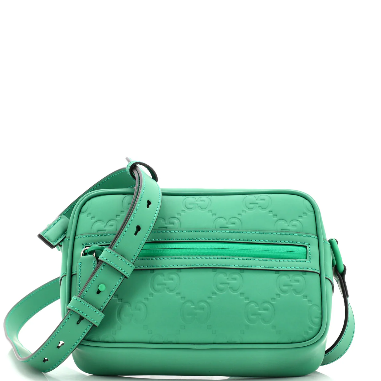 Front Zip Crossbody GG Rubber Effect Leather Mini - Deep Luxury