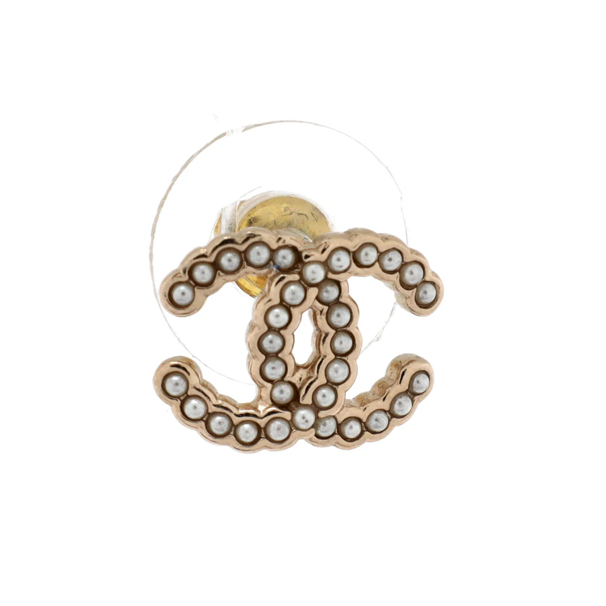 CC Stud Earrings Metal with Faux Pearls - Deep Luxury