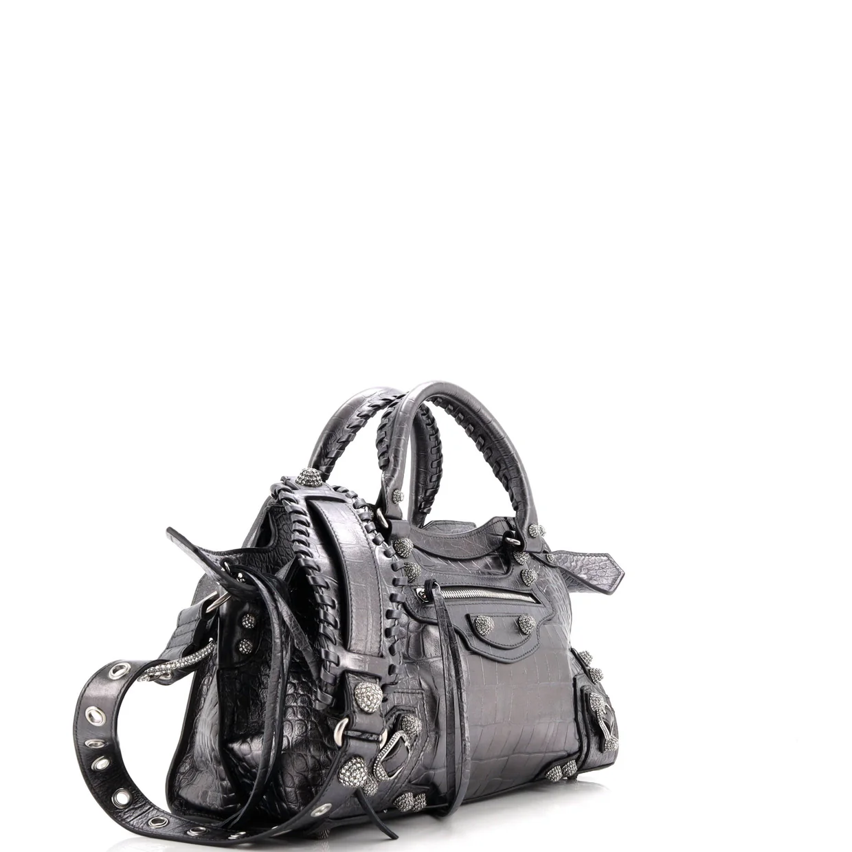 Neo Cagole City Bag Crocodile Embossed with Crystals Small - Deep Luxury