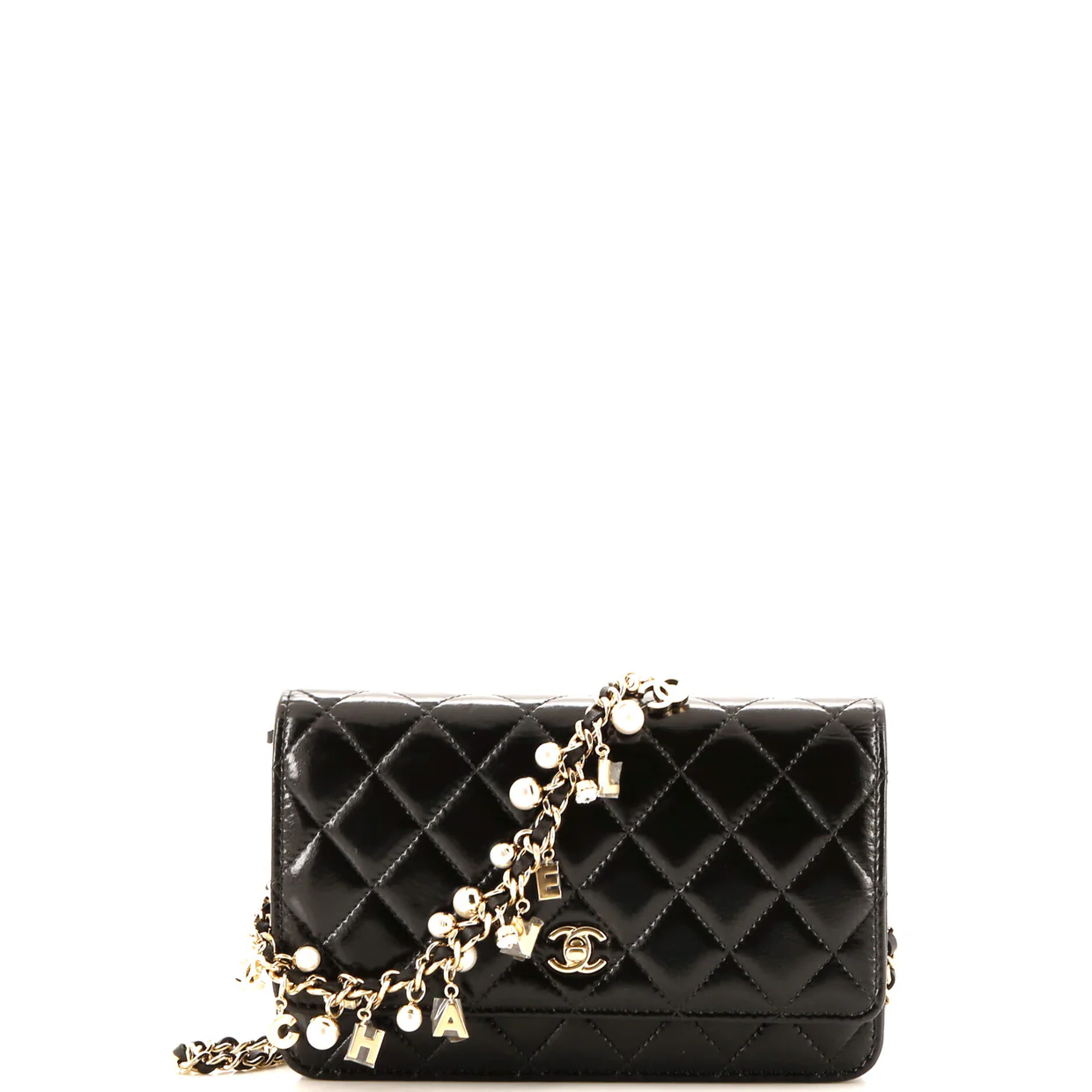 Pearl Charm Wallet on Chain Quilted Glazed Calfskin - Deep Luxury