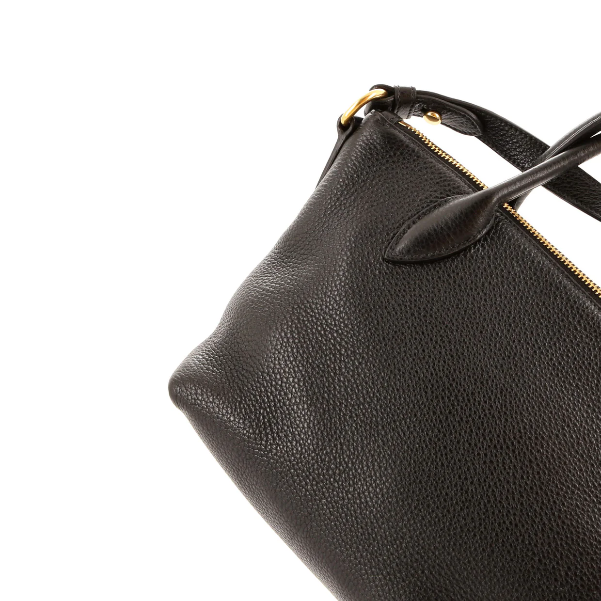 Dual Strap Zip Tote Vitello Daino Small - Deep Luxury