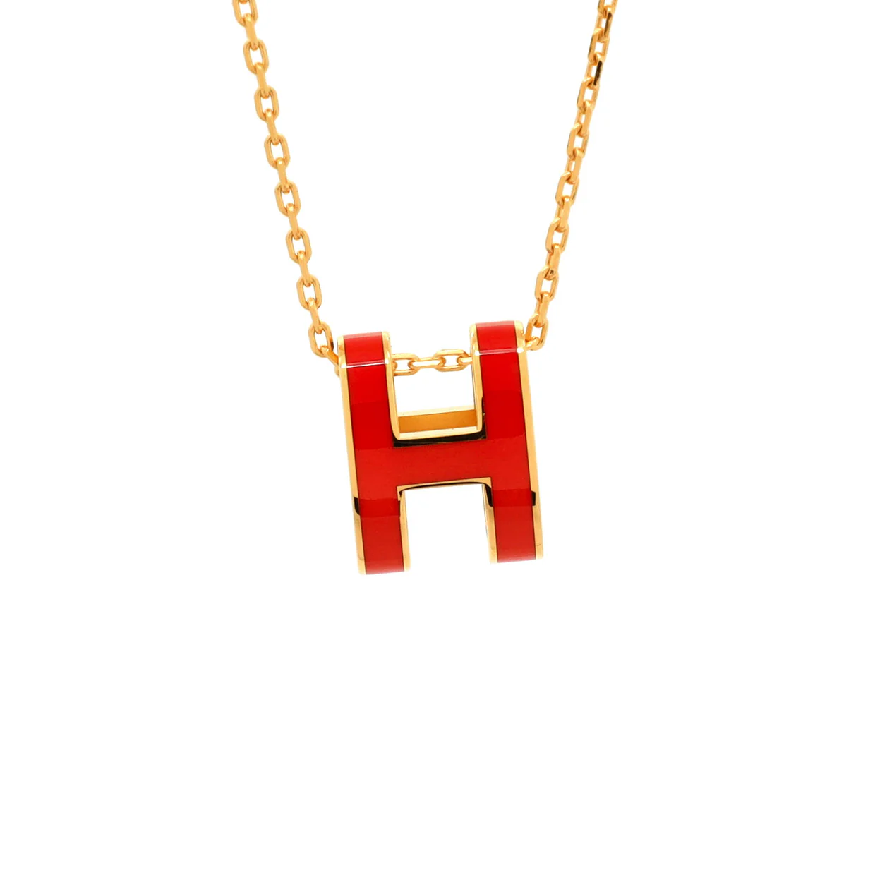 Pop H Pendant Chain Necklace Metal and Enamel - Deep Luxury