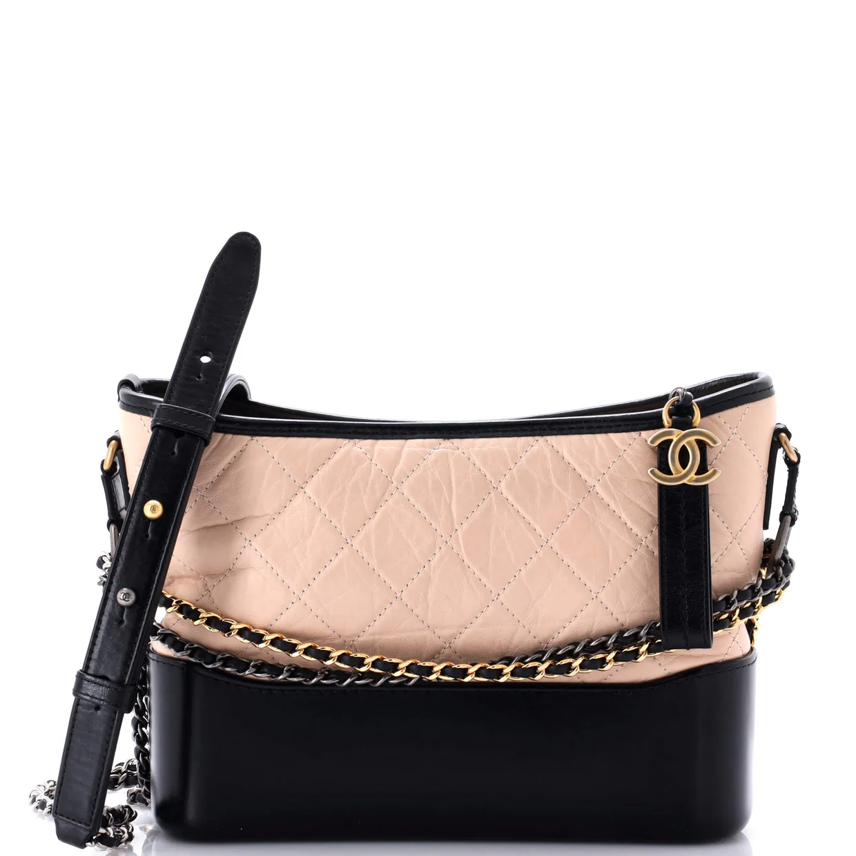 Bicolor Gabrielle NM Hobo Quilted Aged Calfskin Medium - Deep Luxury