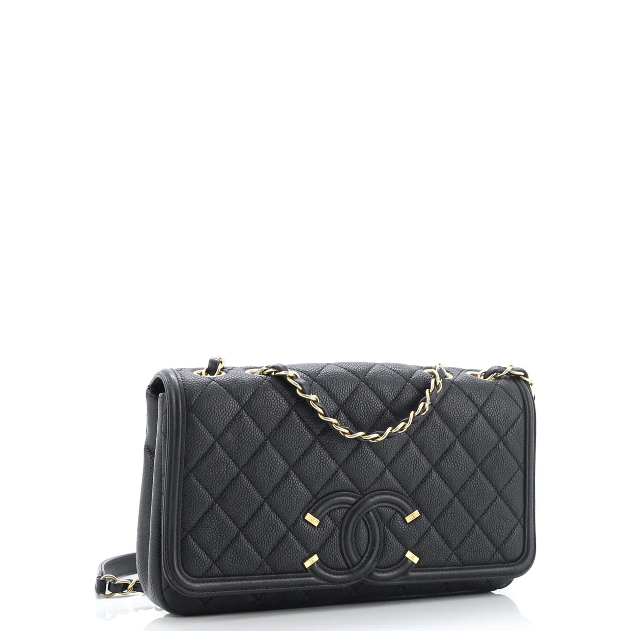 Filigree Flap Bag Quilted Caviar Medium - Deep Luxury