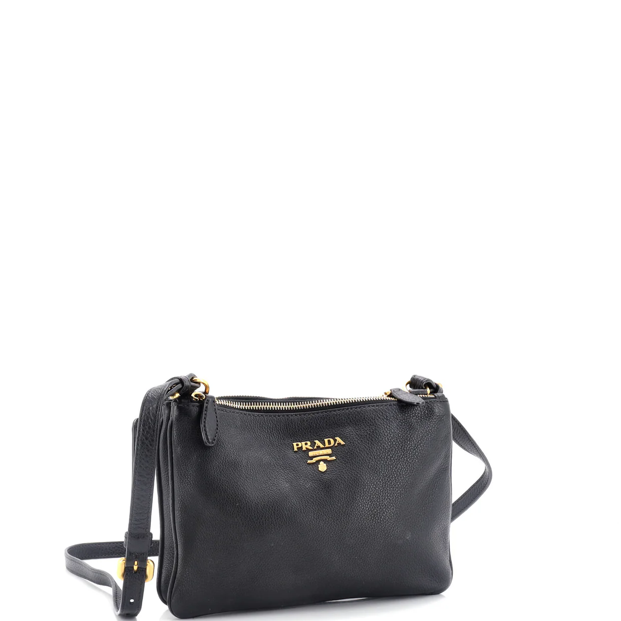 Double Zip Crossbody Bag Vitello Daino Small - Deep Luxury