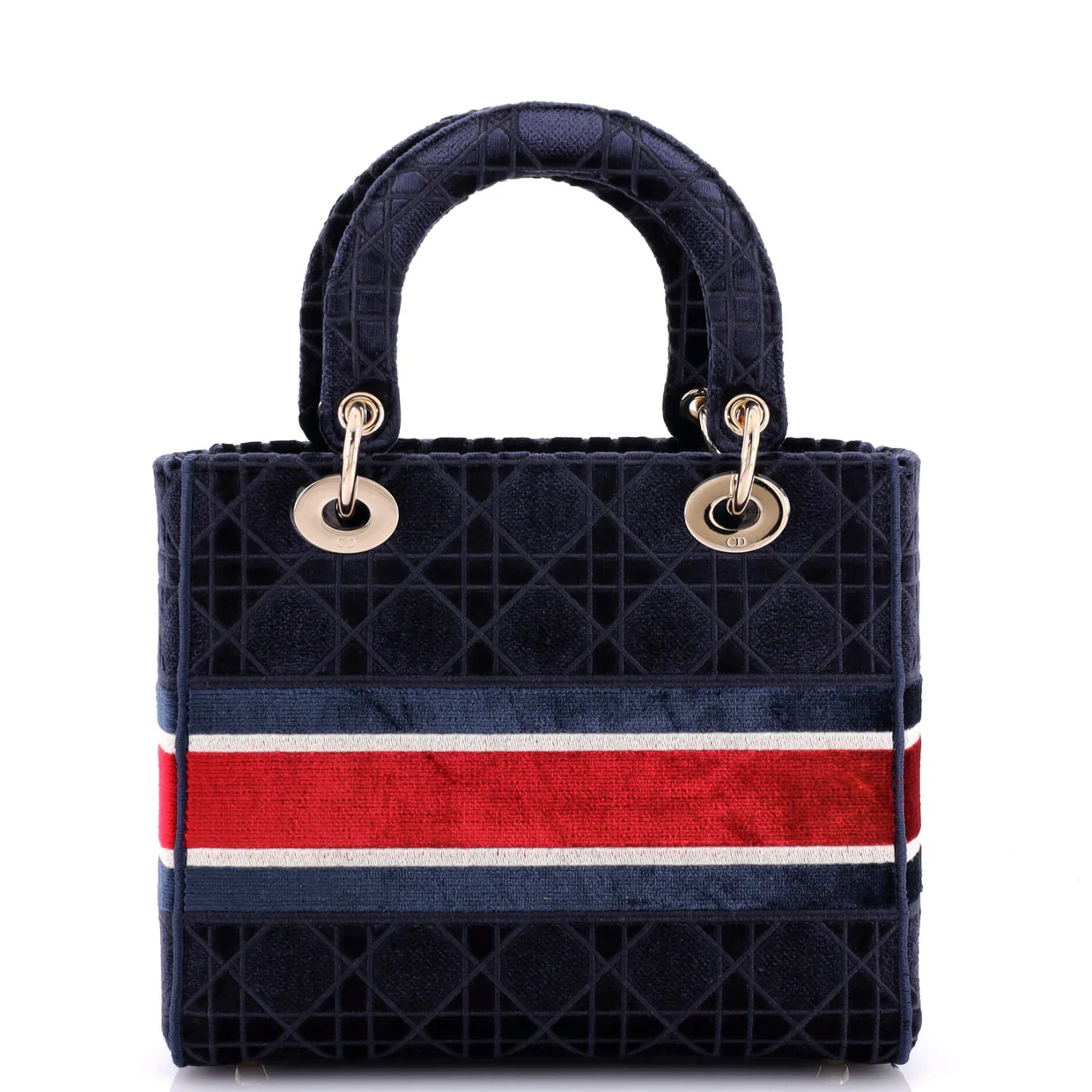 Lady D-Lite Bag Cannage Embroidered Velvet Medium - Deep Luxury