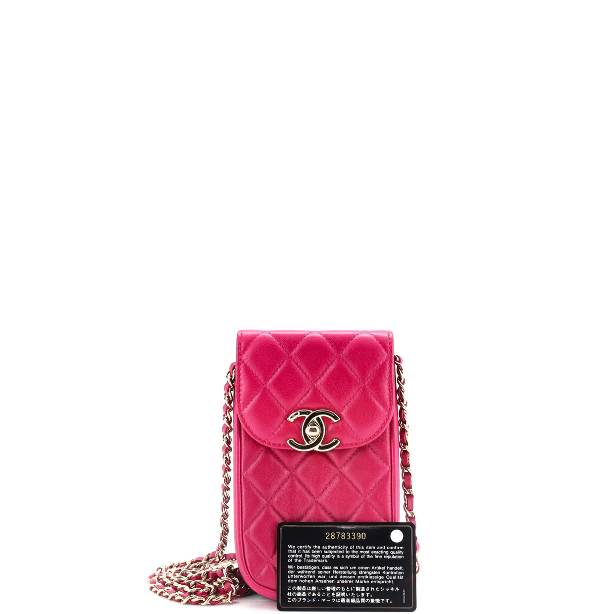 CC Flap Phone Holder Crossbody Bag Quilted Lambskin - Deep Luxury