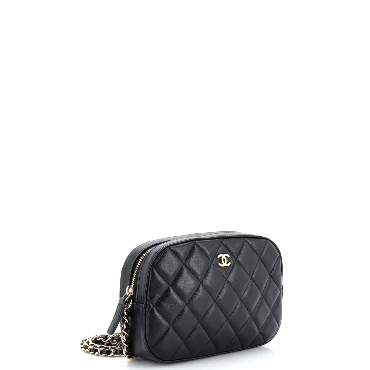 Zip Around Chain Camera Case Quilted Lambskin Mini - Deep Luxury