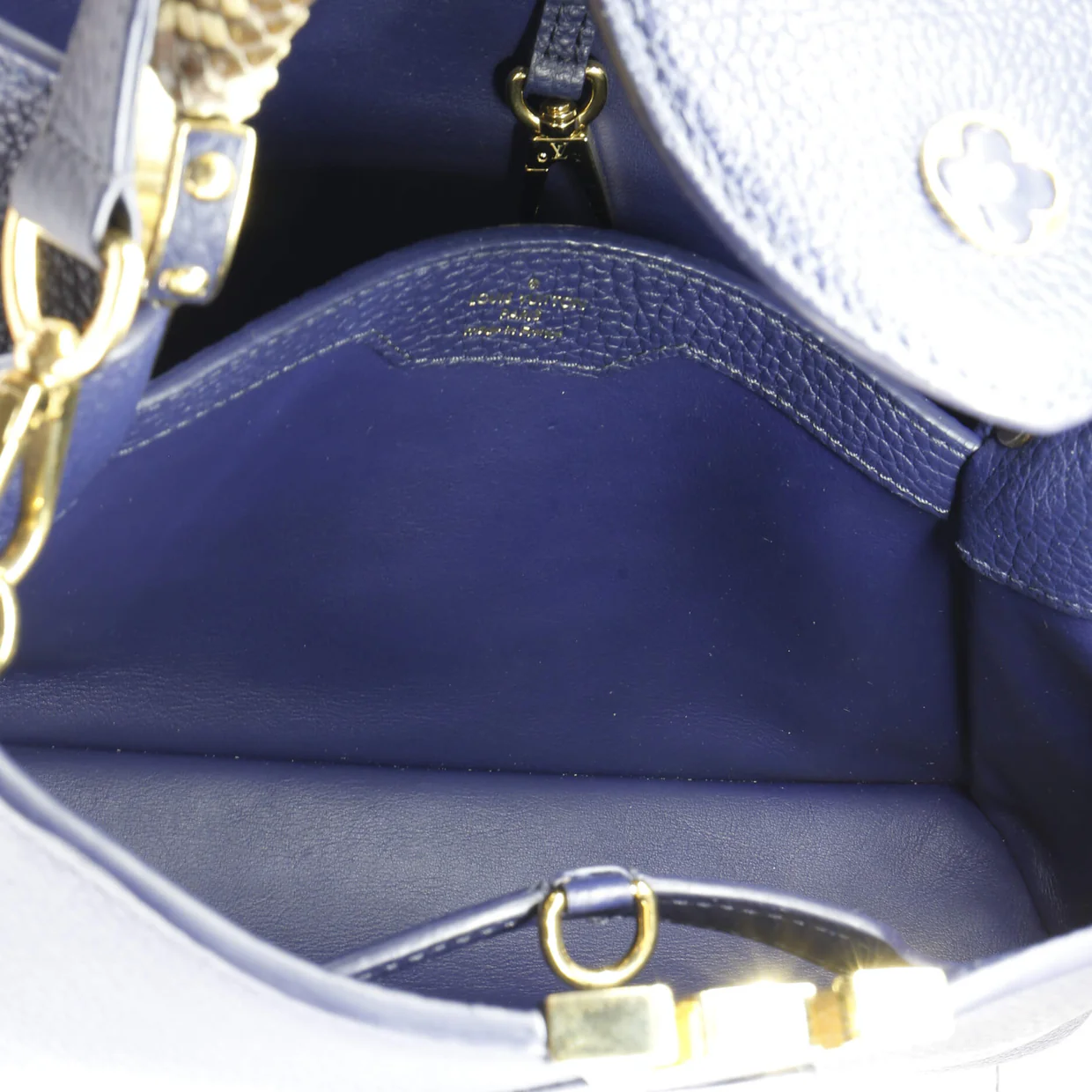 Capucines Bag Leather with Python PM - Deep Luxury