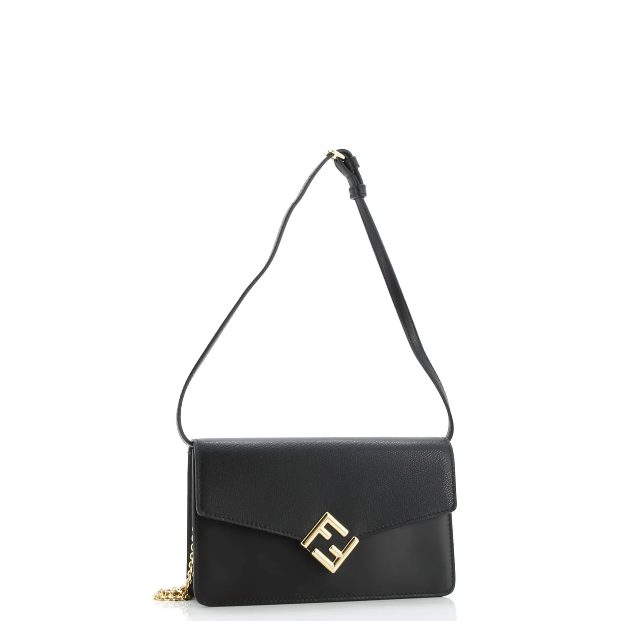 FF Diamonds Wallet on Chain FF Embossed Leather - Deep Luxury