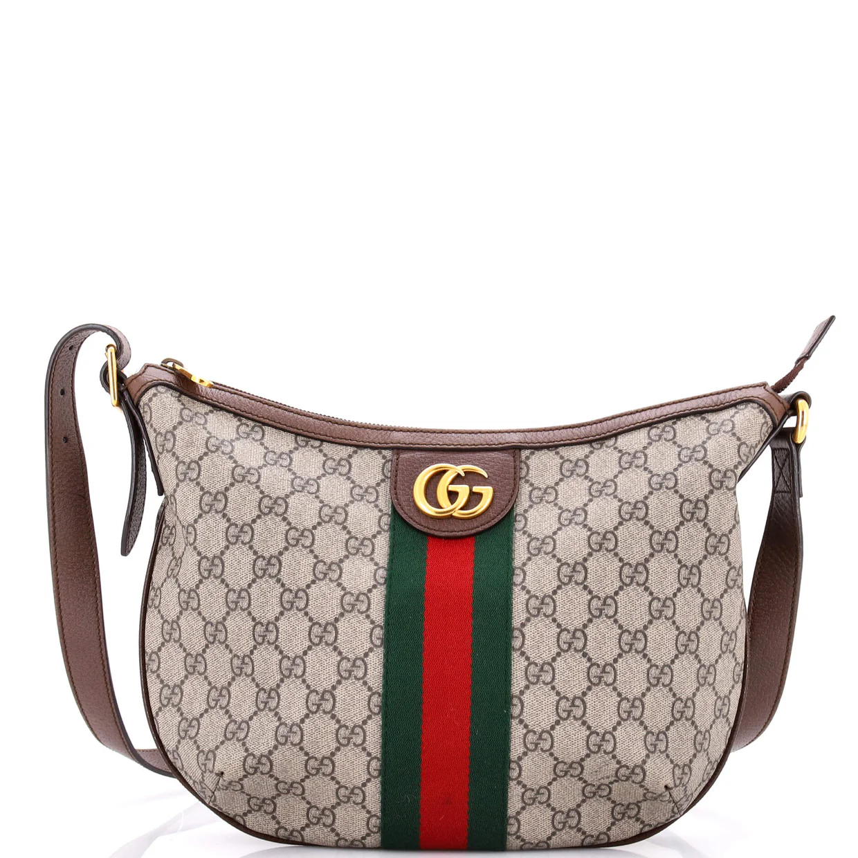 Ophidia Half Moon Hobo GG Coated Canvas Small - Deep Luxury