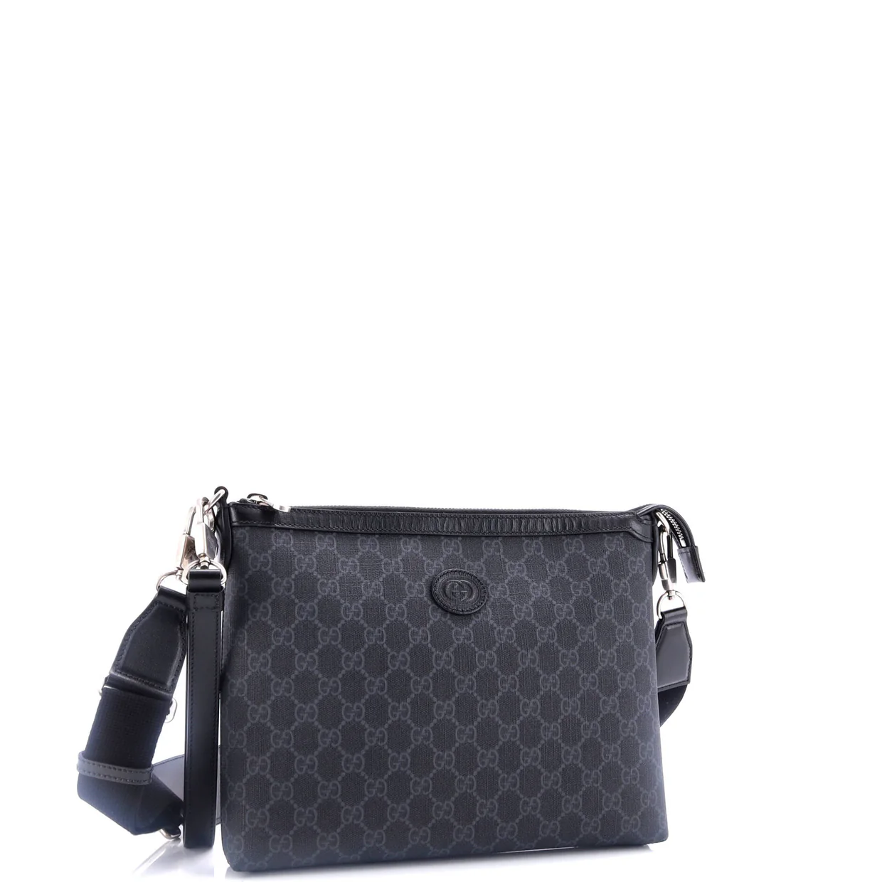 Interlocking G Patch Wristlet Messenger Bag GG Coated Canvas Medium - Deep Luxury