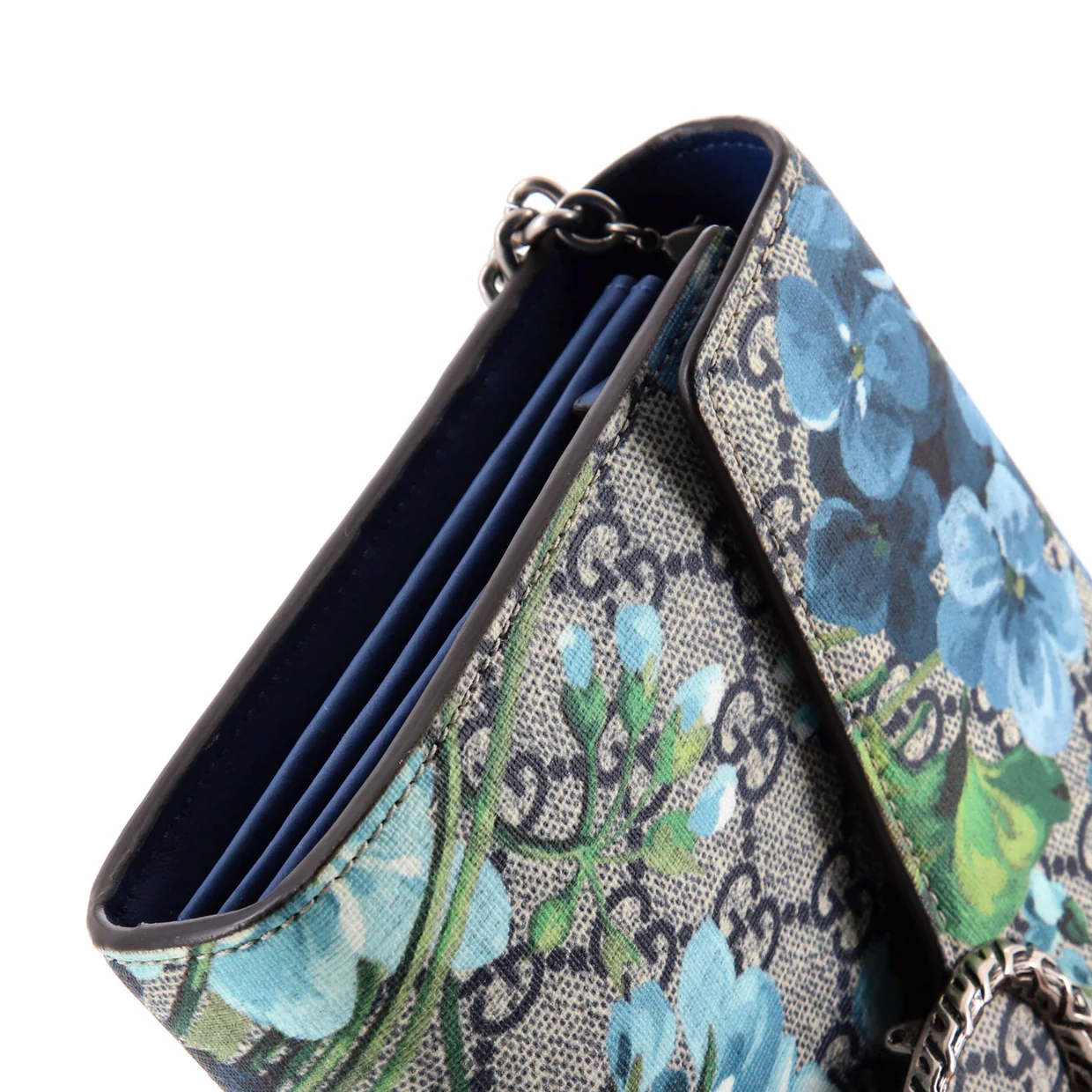 Dionysus Chain Wallet Blooms Print GG Coated Canvas Small - Deep Luxury