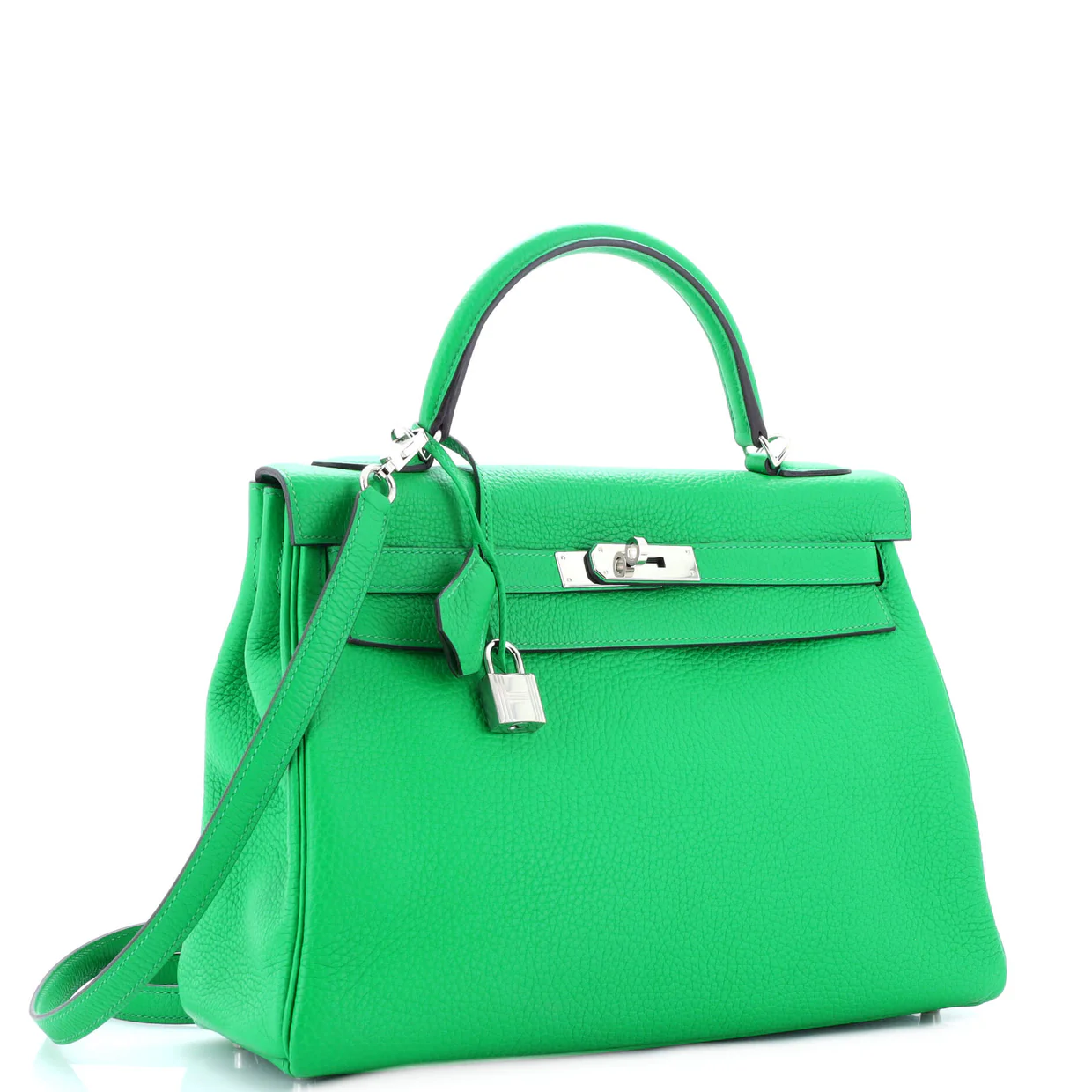 Kelly Handbag Bamboo Clemence with Palladium Hardware 32 - Deep Luxury