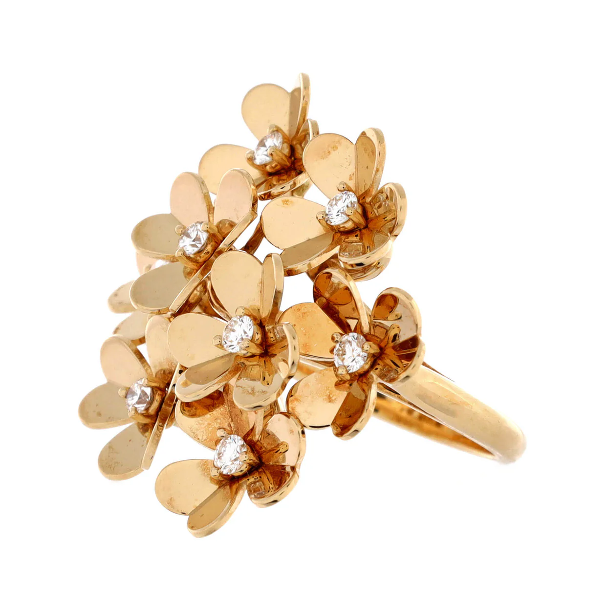 Frivole 8 Flowers Ring 18K Yellow Gold with Diamonds - Deep Luxury
