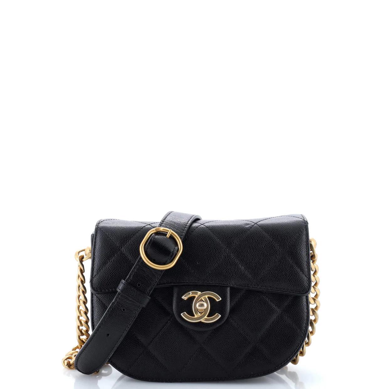 Moon Flap Messenger Bag Quilted Caviar Mini - Deep Luxury