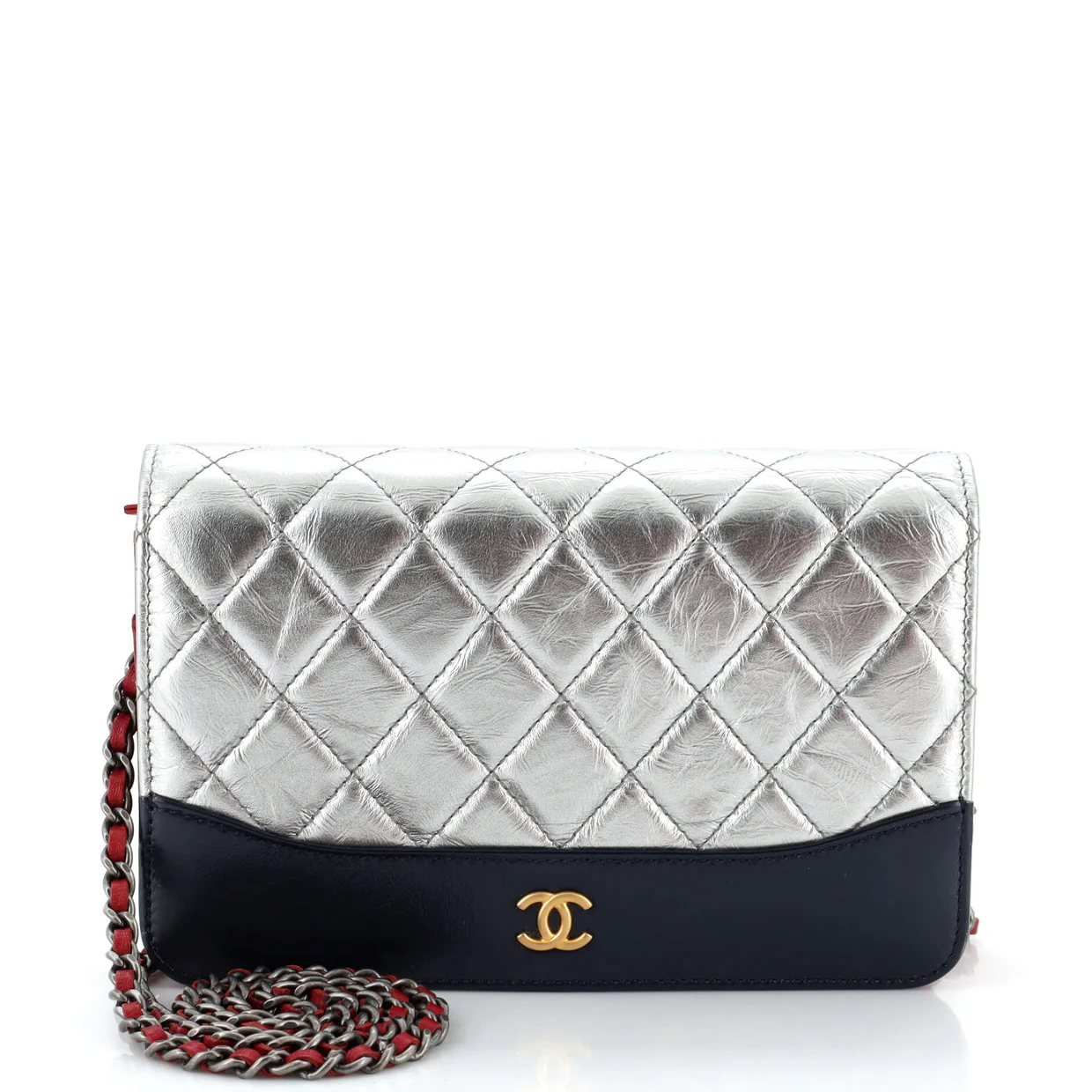 Gabrielle Wallet on Chain Quilted Aged Calfskin - Deep Luxury