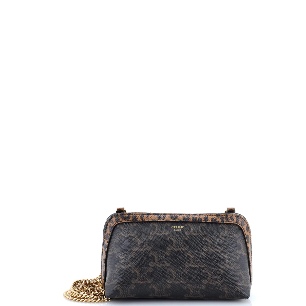 Zip Around Chain Clutch Triomphe Coated Canvas - Deep Luxury