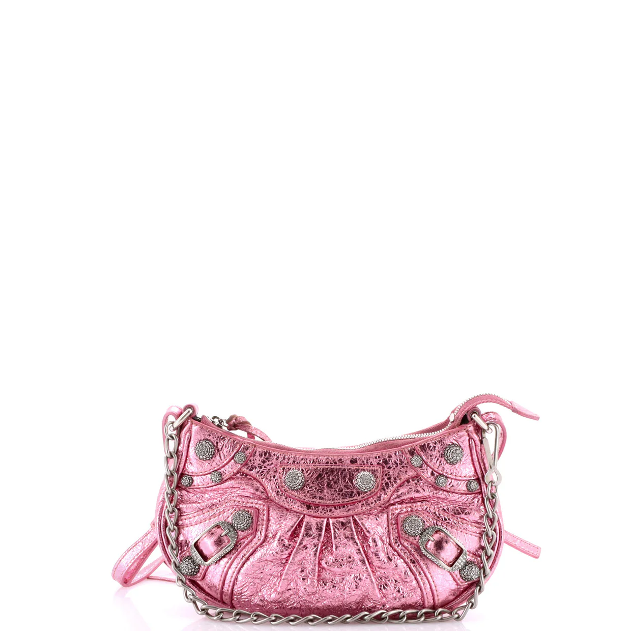 Le Cagole Giant Studs Shoulder Bag Leather with Crystals Mini - Deep Luxury