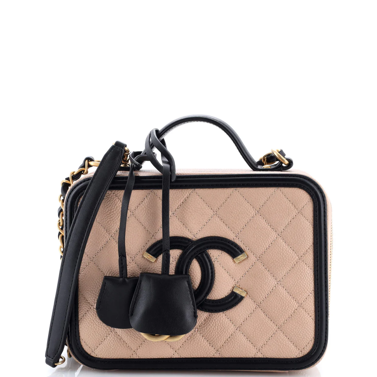 Filigree Vanity Case Quilted Caviar Medium - Deep Luxury