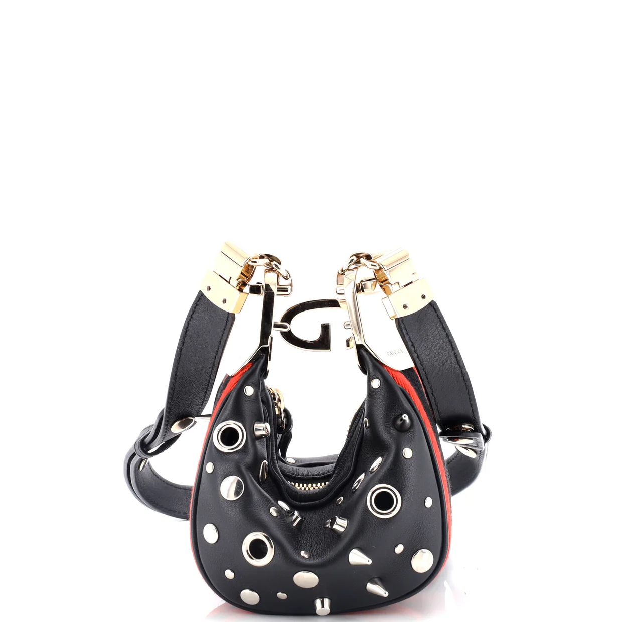 Attache Shoulder Bag Grommet Embellished Leather Mini - Deep Luxury