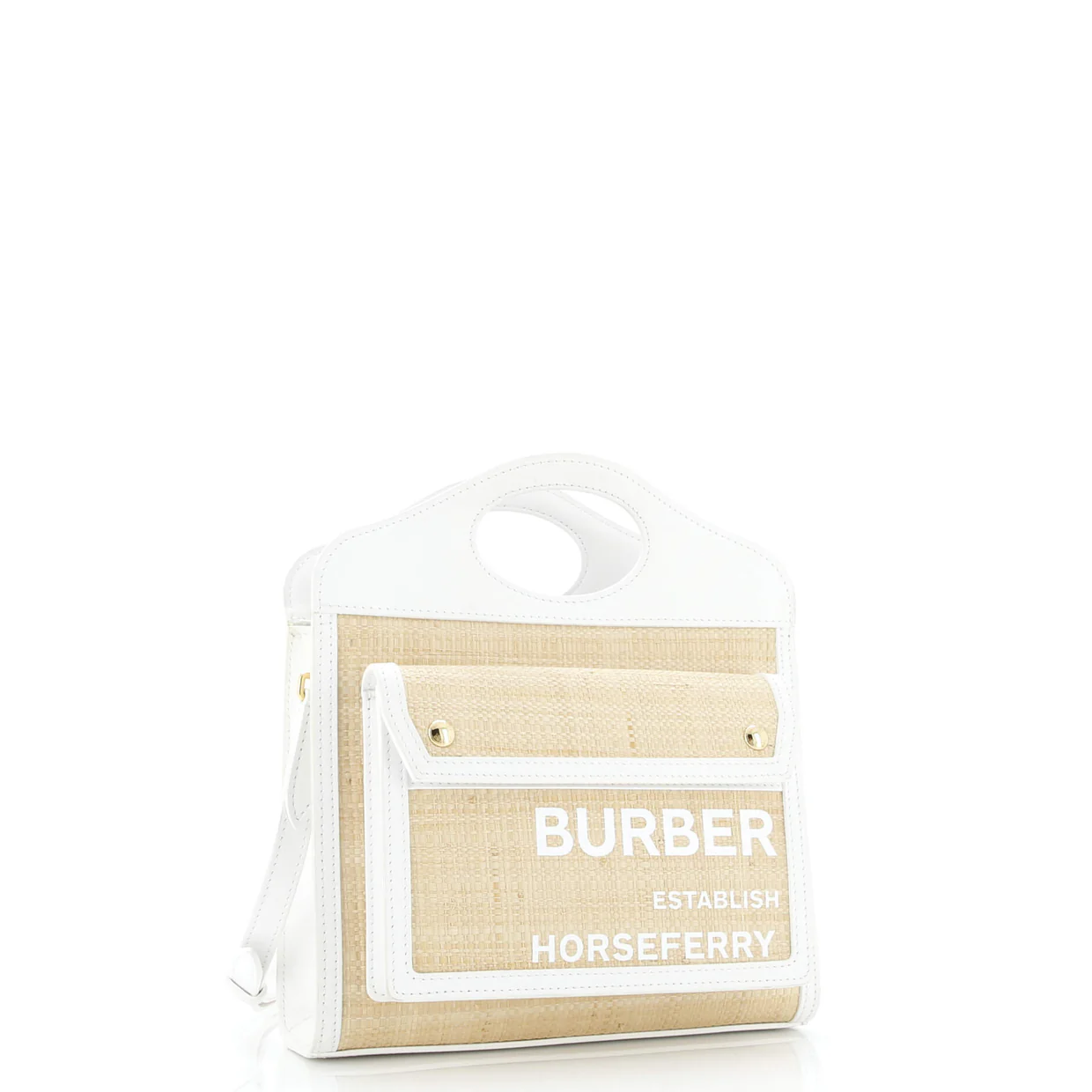 Logo Pocket Tote Raffia with Leather Mini - Deep Luxury