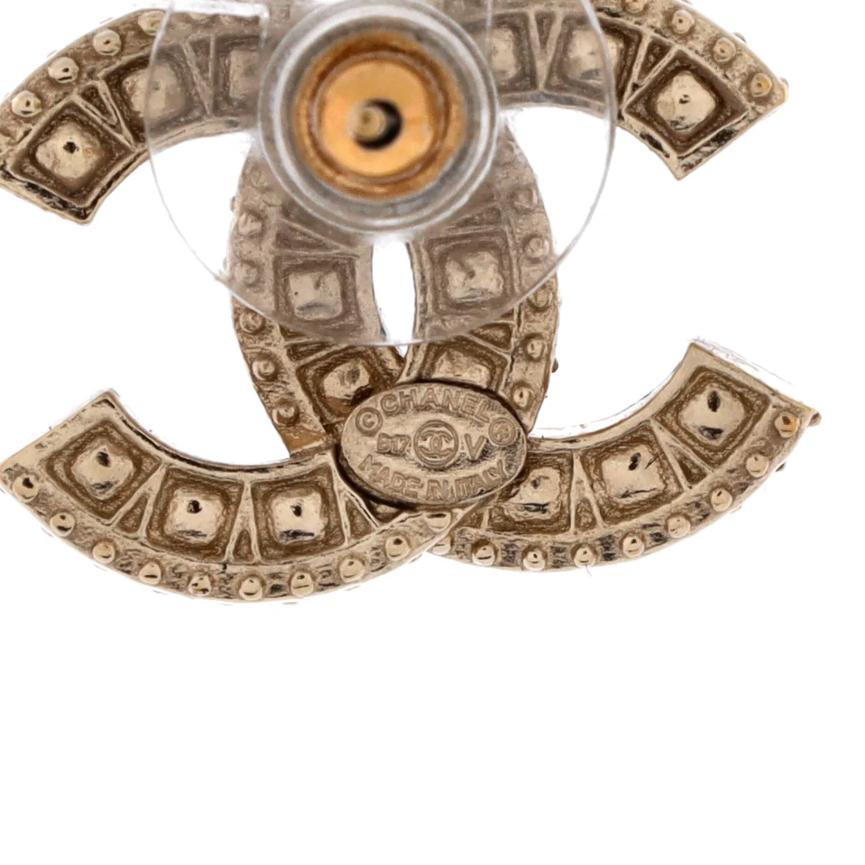 CC Stud Earrings Metal with Crystals - Deep Luxury