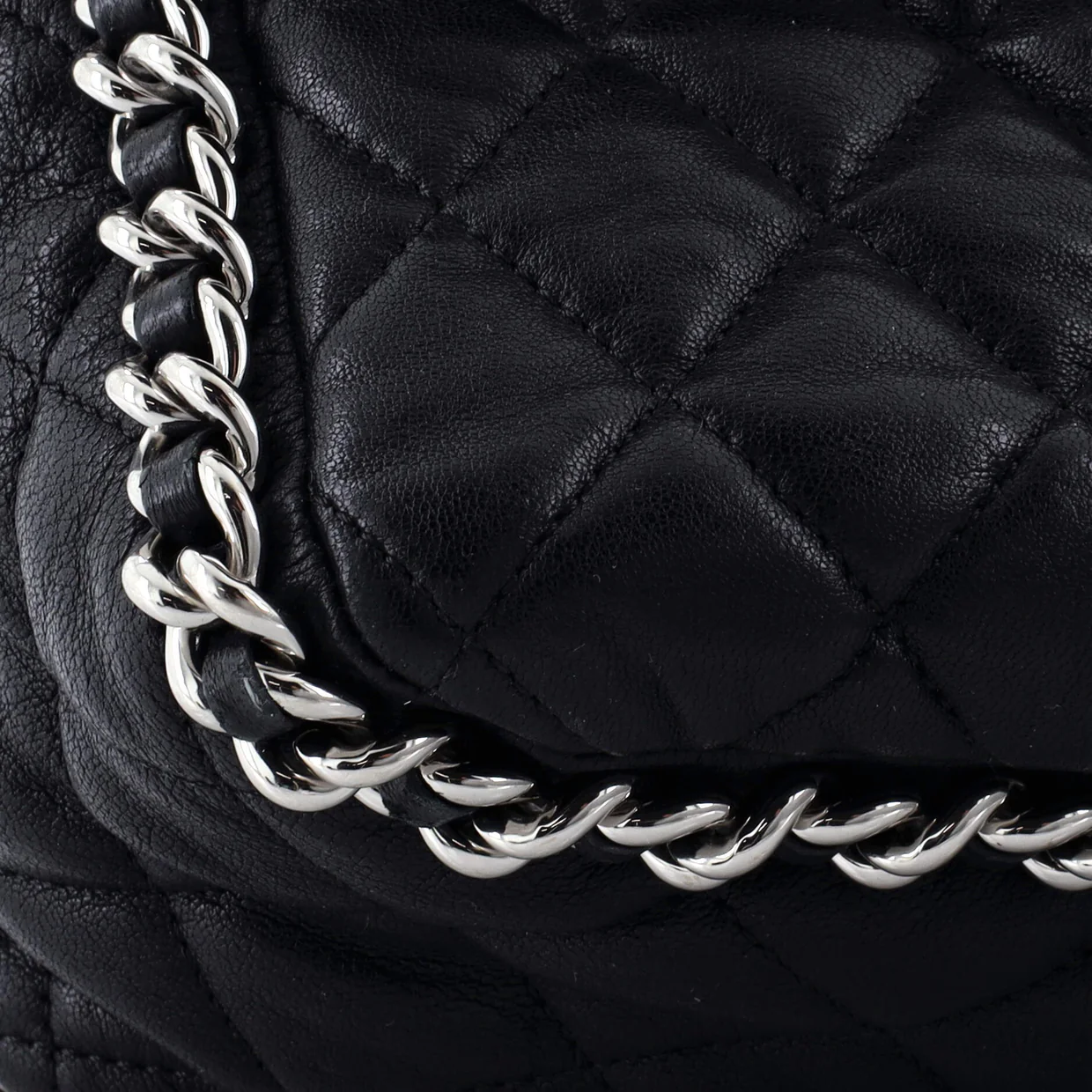 Chain Around Flap Bag Quilted Leather Maxi - Deep Luxury