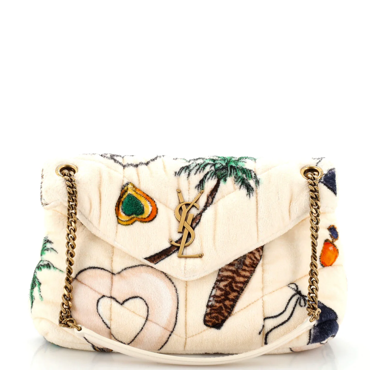 Loulou Puffer Shoulder Bag Quilted Printed Terry Cloth Small - Deep Luxury