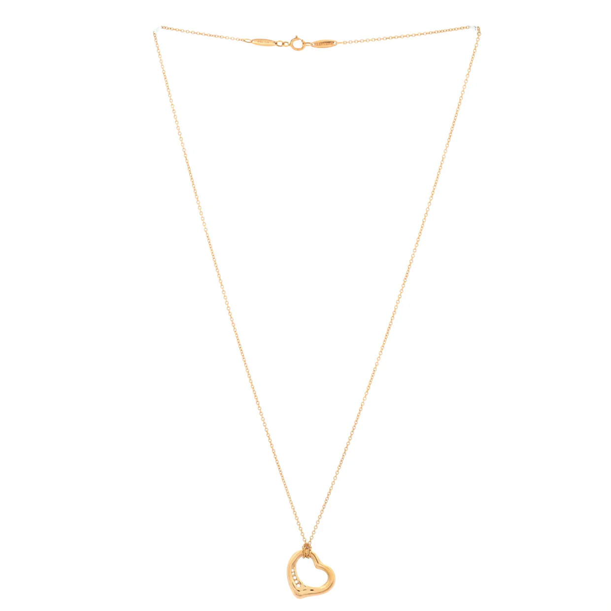 Elsa Peretti Open Heart 5 Diamonds Pendant Necklace 18K Rose Gold with Diamonds - Deep Luxury