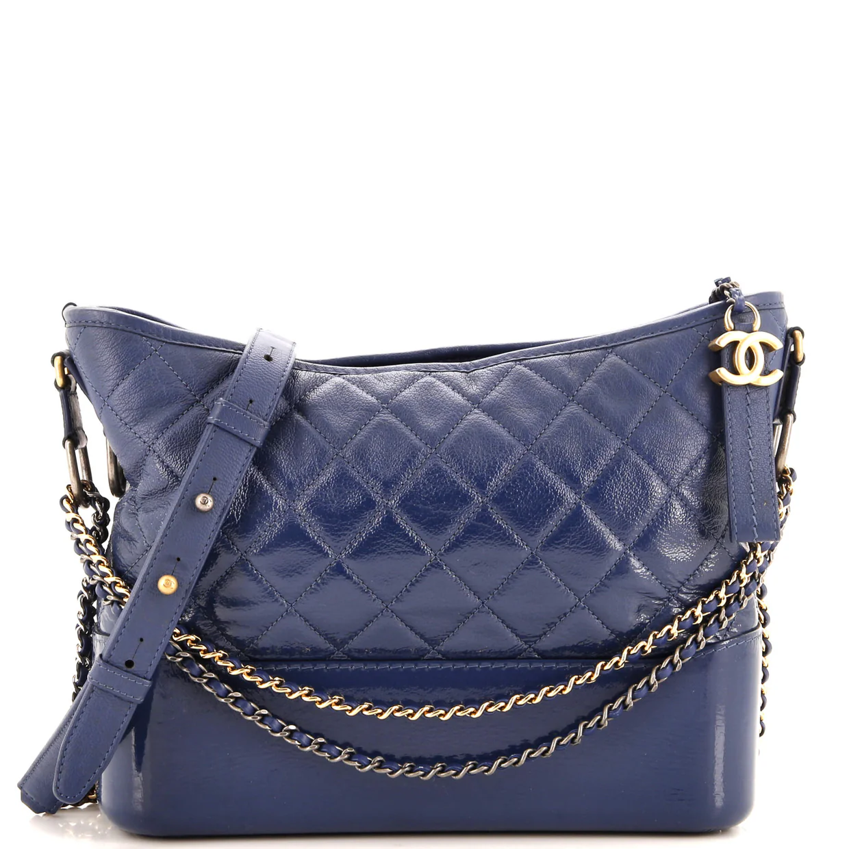 Gabrielle Hobo Quilted Goatskin and Patent Medium - Deep Luxury