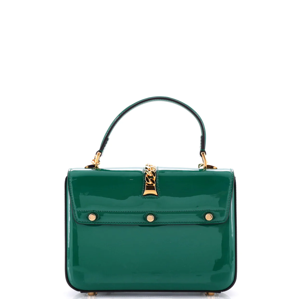 Sylvie 1969 Top Handle Bag Patent Mini - Deep Luxury