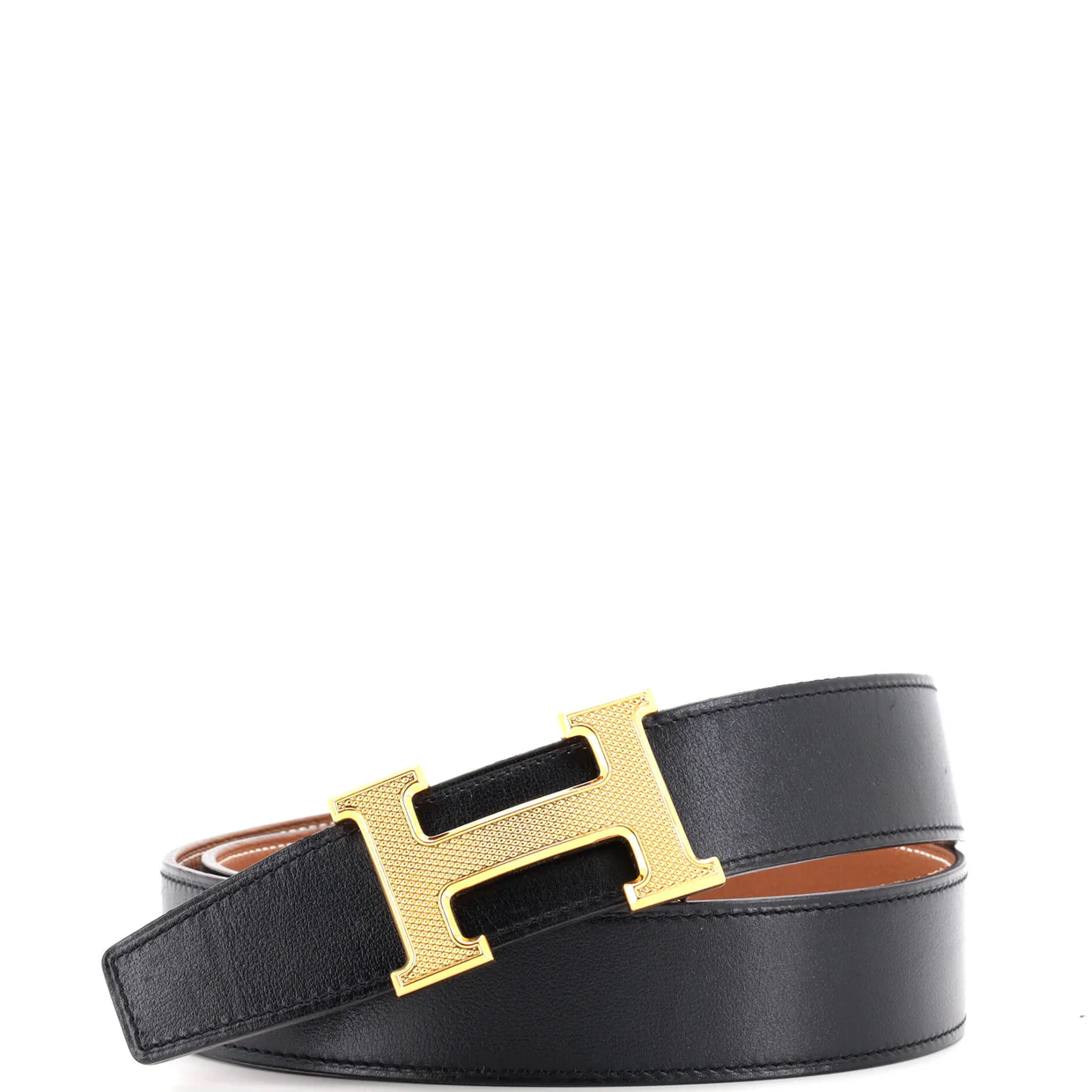 Constance Reversible Belt Leather with Guilloche Hardware Medium - Deep Luxury