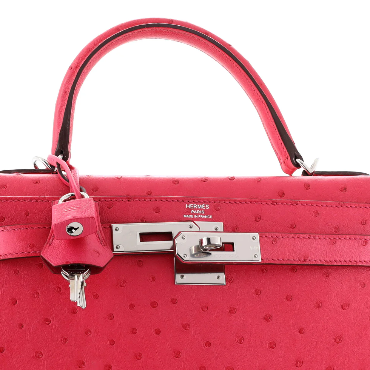 Kelly Handbag Rose Tyrien Ostrich with Palladium Hardware 28 - Deep Luxury