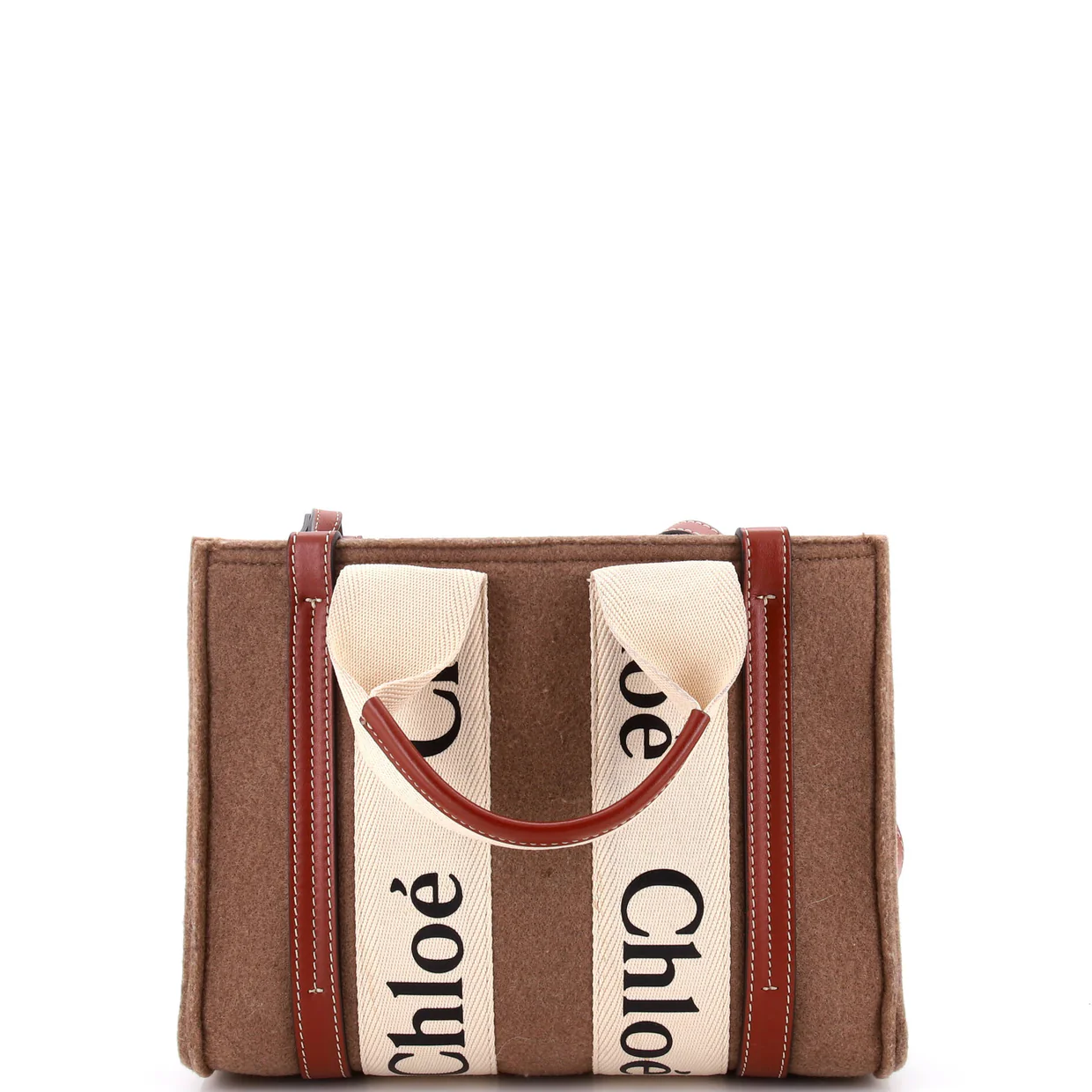 Woody Tote Recycled Felt with Leather and Canvas Small - Deep Luxury