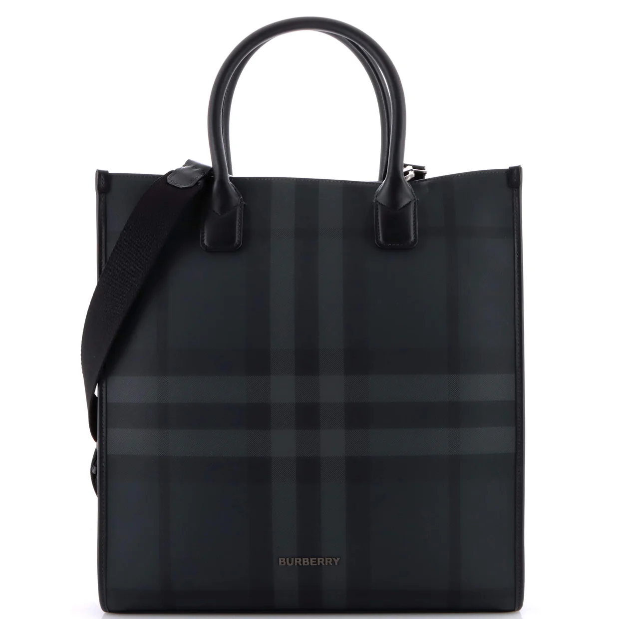 Convertible Tote London Check Coated Canvas with Leather Medium - Deep Luxury
