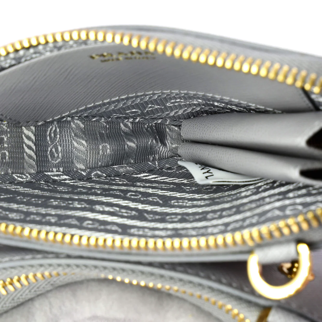 Triangle Crossbody Pouch Shearling and Saffiano Leather Mini - Deep Luxury
